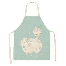 Alpaca Cartoon Cotton Linen Apron Sleeveless Antifouling Kitchen Home Cooking Waist Hanging Neck Kids' Bib (Option: 18-45 X56cm Children)