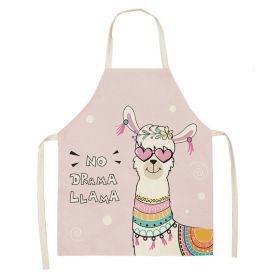 Alpaca Cartoon Cotton Linen Apron Sleeveless Antifouling Kitchen Home Cooking Waist Hanging Neck Kids' Bib (Option: 13-45 X56cm Children)