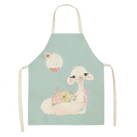 Alpaca Cartoon Cotton Linen Apron Sleeveless Antifouling Kitchen Home Cooking Waist Hanging Neck Kids' Bib (Option: 17-45 X56cm Children)