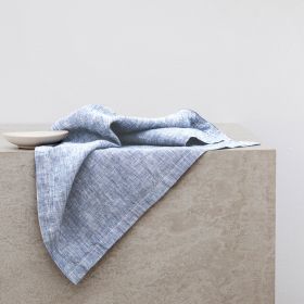 Pure Linen Insulation Placemat Square Wiping Towel Solid Color Napkin Mouth Cloth (Option: Yarn Dyed Blue-34 × 34cm)