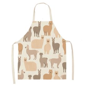 Alpaca Cartoon Cotton Linen Apron Sleeveless Antifouling Kitchen Home Cooking Waist Hanging Neck Kids' Bib (Option: 14-65 X53cm Conventional)