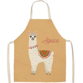 Alpaca Cartoon Cotton Linen Apron Sleeveless Antifouling Kitchen Home Cooking Waist Hanging Neck Kids' Bib (Option: 24-65 X53cm Conventional)