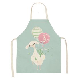 Alpaca Cartoon Cotton Linen Apron Sleeveless Antifouling Kitchen Home Cooking Waist Hanging Neck Kids' Bib (Option: 19-55x68cm)